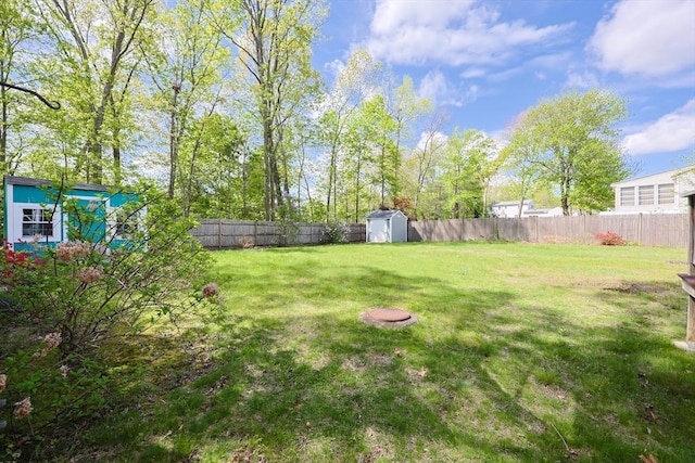 view of yard with a storage unit and an outdoor structure