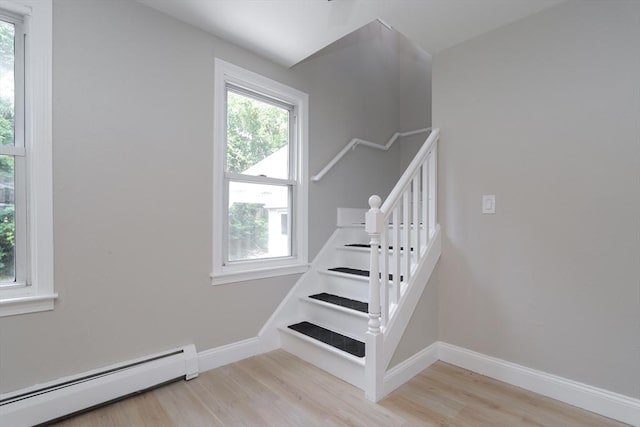 7 Dewey Ave, East Longmeadow, MA 01028 - stairway with baseboard heating and wood finished floors