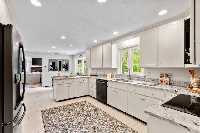 51 Lilah Ln, Reading, MA 01867 - kitchen with fridge with ice dispenser, a sink, dishwasher, plenty of natural light, and recessed lighting