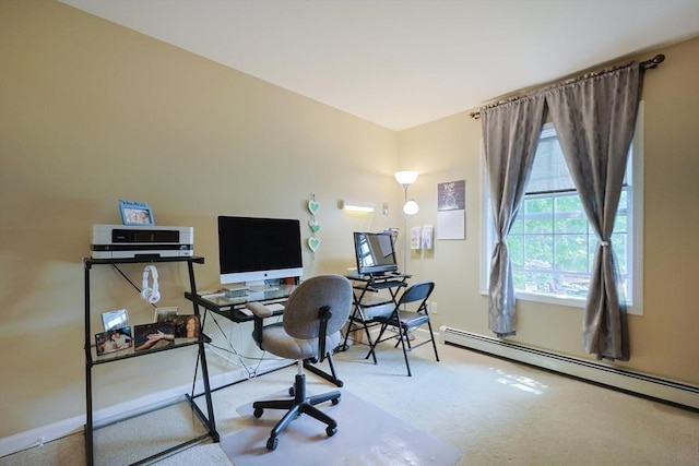 4 Colonial Rd, Webster, MA 01570 - home office featuring a baseboard radiator and carpet flooring