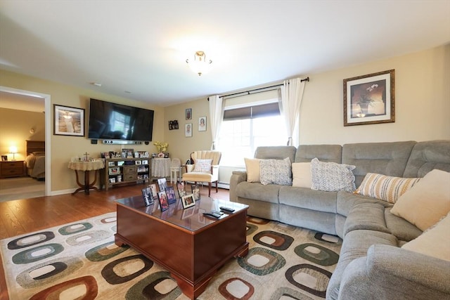 4 Colonial Rd, Webster, MA 01570 - living room with wood finished floors and a baseboard radiator