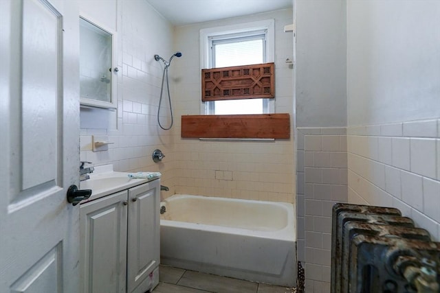 107 Devon St, Boston, MA 02121 - full bath featuring tile walls, vanity, tub / shower combination, and tile patterned flooring