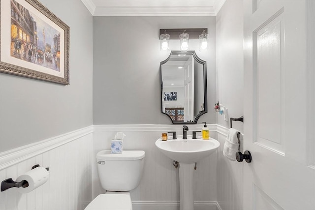 37-1/2 Federal St, Newburyport, MA 01950 - half bath with toilet, wainscoting, ornamental molding, and a sink