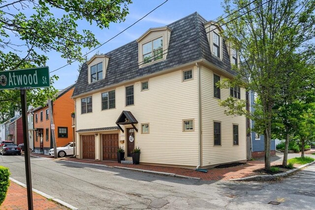 37-1/2 Federal St, Newburyport, MA 01950 - view of front facade featuring mansard roof, roof with shingles, and a garage