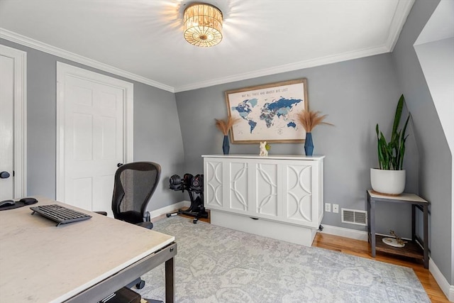 37-1/2 Federal St, Newburyport, MA 01950 - office with baseboards, ornamental molding, and wood finished floors