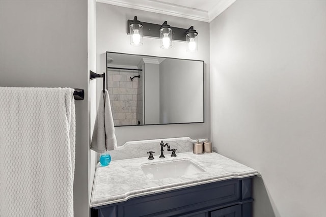 37-1/2 Federal St, Newburyport, MA 01950 - full bathroom featuring vanity, ornamental molding, and a shower