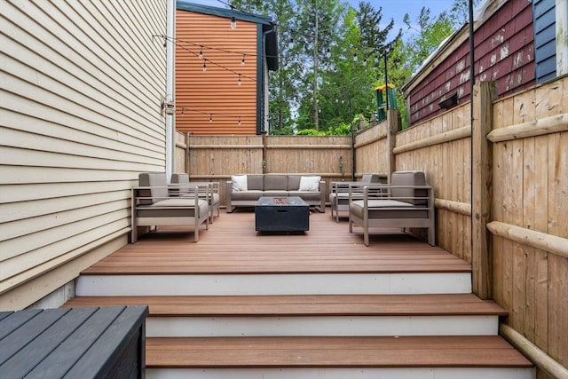 37-1/2 Federal St, Newburyport, MA 01950 - wooden terrace featuring an outdoor living space with a fire pit
