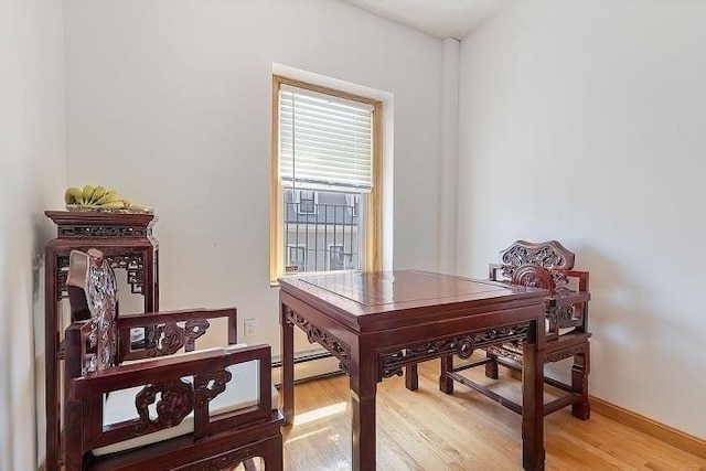 21 Parker St, Boston, MA 02129 - dining room with baseboard heating and light wood-style floors