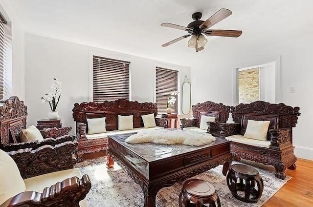 21 Parker St, Boston, MA 02129 - living room featuring wood finished floors and a ceiling fan