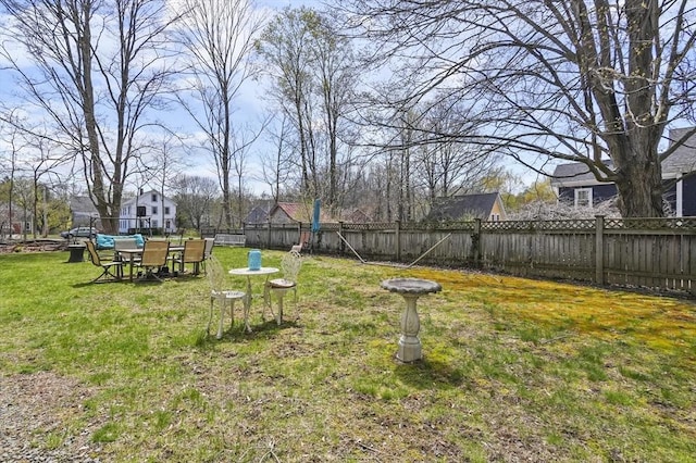 view of yard with fence