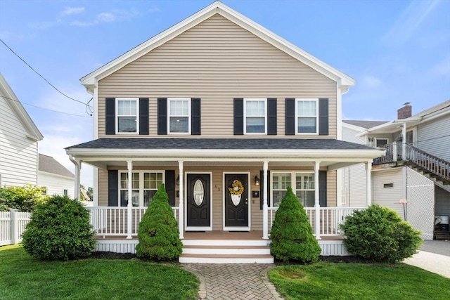 63 Prospect St Unit 2, Woburn, MA 01801 - view of front of house featuring a porch and a front yard