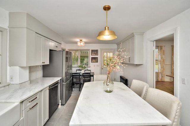 view of tiled dining space