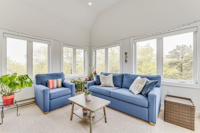 sunroom / solarium with lofted ceiling