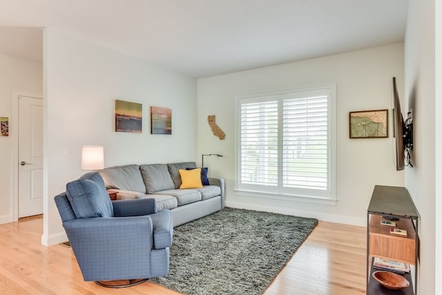 living room with light hardwood / wood-style floors