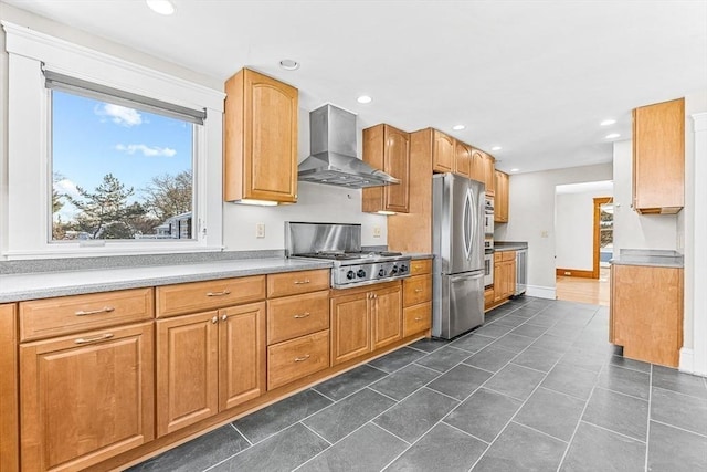 kitchen featuring extractor fan and appliances with stainless steel finishes