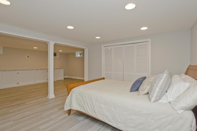 47 Avis Cir, Northampton, MA 01062 - bedroom with a closet, light wood finished floors, recessed lighting, and baseboards