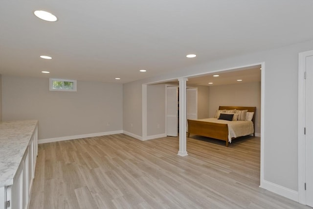 47 Avis Cir, Northampton, MA 01062 - basement with light wood-type flooring, baseboards, and recessed lighting