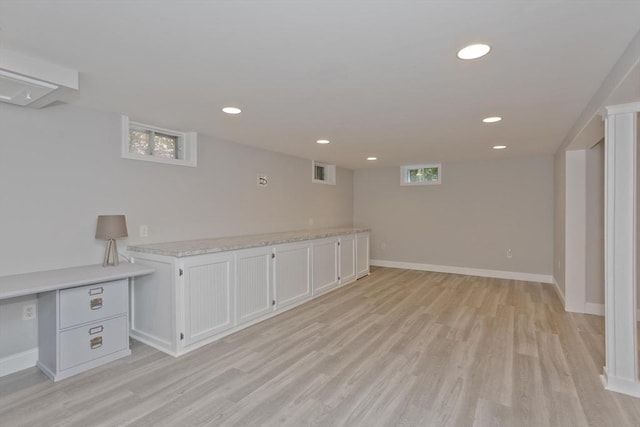 47 Avis Cir, Northampton, MA 01062 - below grade area with light wood-style flooring, baseboards, and recessed lighting