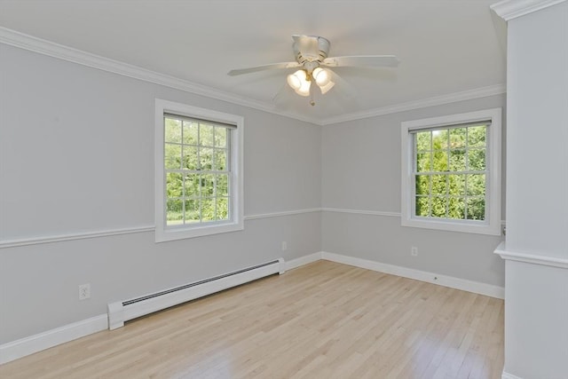 47 Avis Cir, Northampton, MA 01062 - unfurnished room with a baseboard radiator, plenty of natural light, wood finished floors, baseboards, and crown molding