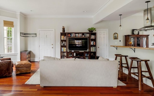 17 Rockview St Unit 1, Boston, MA 02130 - living room featuring wood finished floors, crown molding, and baseboards