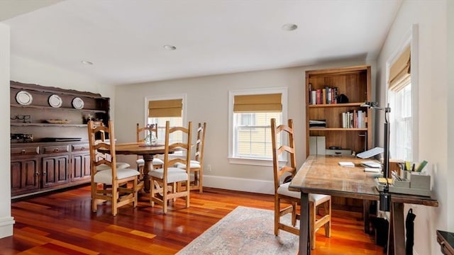 17 Rockview St Unit 1, Boston, MA 02130 - dining area with wood finished floors, baseboards, an office area, and recessed lighting