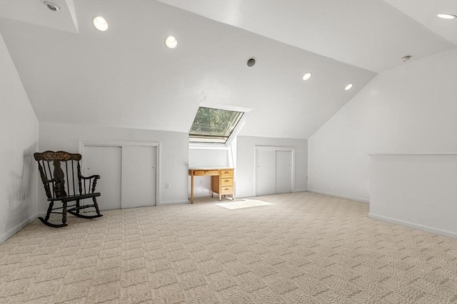 1702 Lewis O Gray Dr Unit 1702, Saugus, MA 01906 - additional living space featuring vaulted ceiling, light colored carpet, recessed lighting, and a skylight