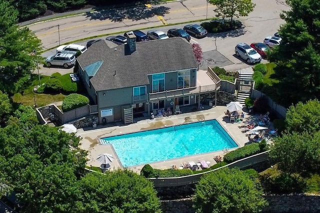 1702 Lewis O Gray Dr Unit 1702, Saugus, MA 01906 - view of swimming pool featuring stairway, a fenced backyard, and a patio area