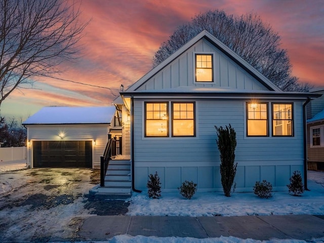 view of front of home with a garage