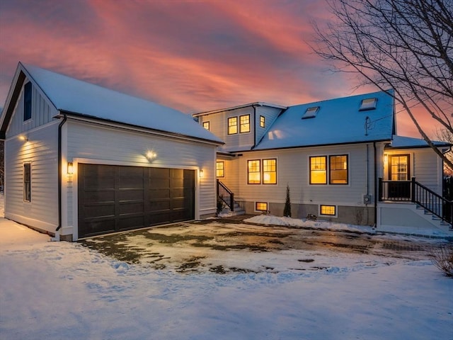 view of front of home with a garage