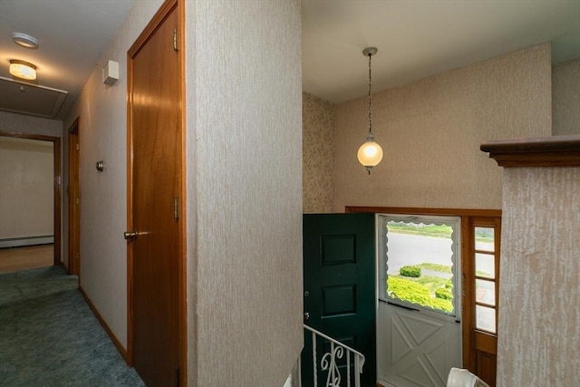 4 Morningside Dr, Beverly, MA 01915 - carpeted foyer entrance featuring a baseboard radiator