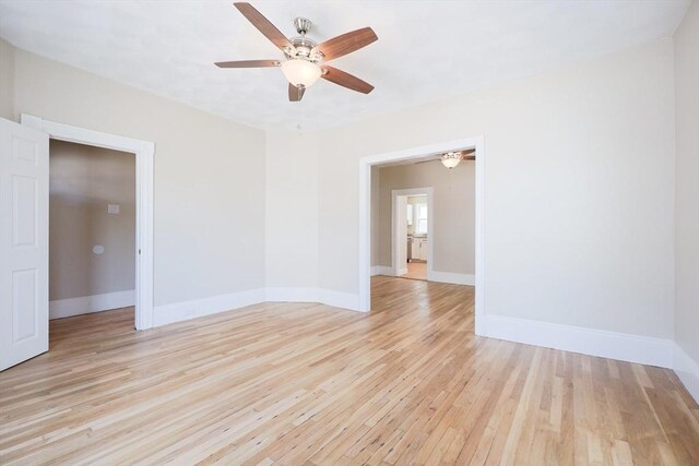 20-22 Ashland Ave, Methuen, MA 01844 - empty room featuring ceiling fan, light wood finished floors, and baseboards