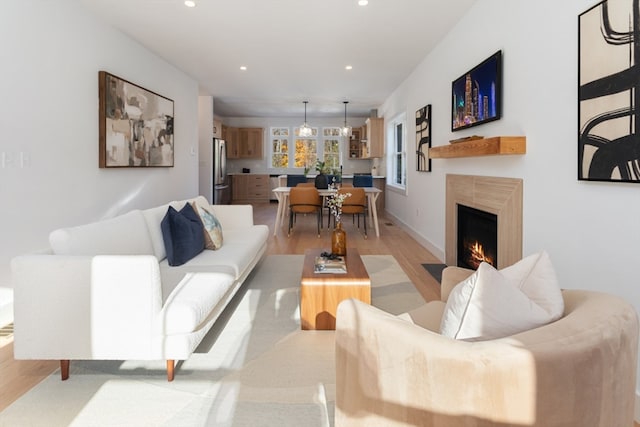 living room featuring light hardwood / wood-style flooring