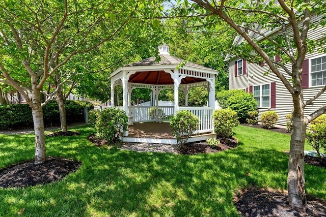 view of grassy yard featuring a gazebo