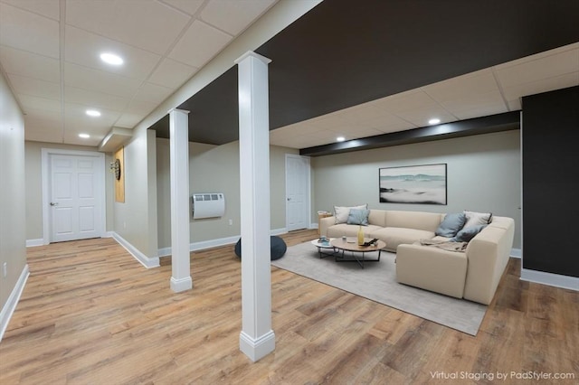 14 Chandler Ln, Amherst, NH 03031 - finished below grade area featuring light wood-type flooring, a drop ceiling, and recessed lighting