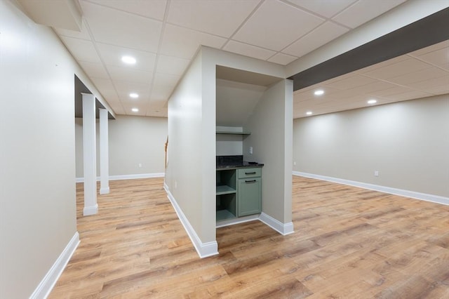 14 Chandler Ln, Amherst, NH 03031 - hall with a paneled ceiling, light wood-style flooring, and recessed lighting