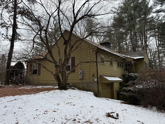 view of snow covered exterior