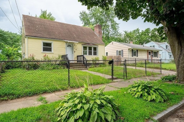 44 Georgetown St, Springfield, MA 01104 - cape cod house with a fenced front yard, a gate, a chimney, and roof with shingles