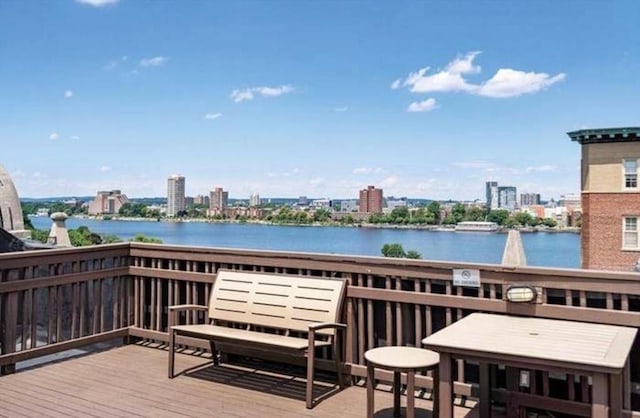 4 Charlesgate E Unit 604, Boston, MA 02215 - wooden terrace featuring a water view and a view of city