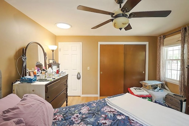 1 Redgate Ln, Holden, MA 01520 - bedroom featuring light wood finished floors, a ceiling fan, and a closet