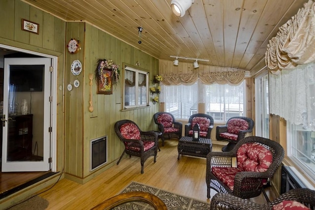 90 Westwood Ave, East Longmeadow, MA 01028 - sitting room with wood finished floors, wooden walls, and wooden ceiling
