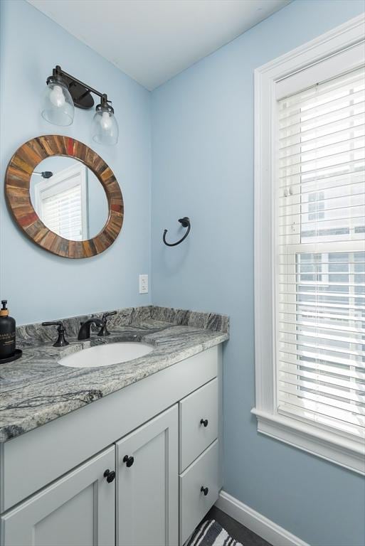 27 Mill St Unit B, Quincy, MA 02169 - bathroom with vanity and baseboards