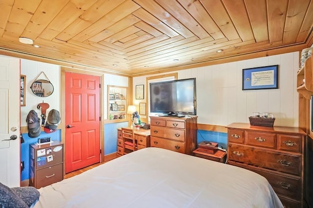 bedroom featuring wood ceiling