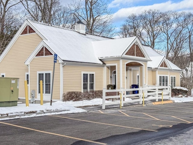 view of snow covered property