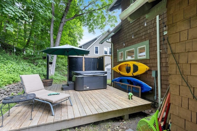20 Saint Elmo Rd, Worcester, MA 01602 - wooden deck with a hot tub