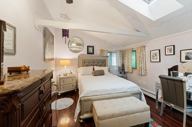 44 Drexel St, Worcester, MA 01602 - bedroom featuring a skylight, dark wood finished floors, and a baseboard heating unit