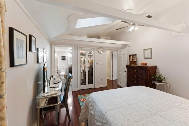 44 Drexel St, Worcester, MA 01602 - bedroom featuring a skylight, dark wood finished floors, baseboards, and a ceiling fan