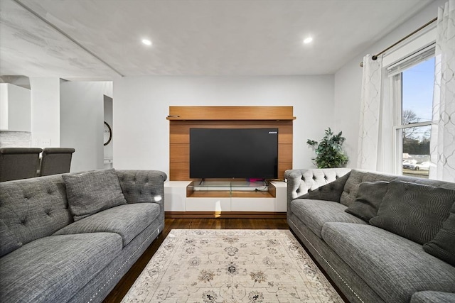 living room with wood-type flooring