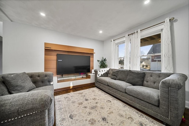 living room with wood-type flooring