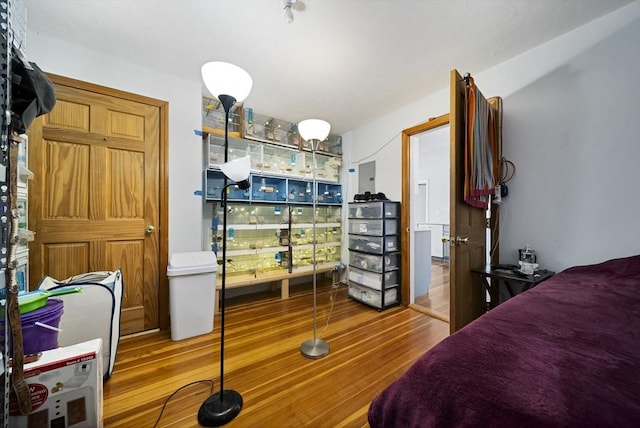 bedroom with wood-type flooring