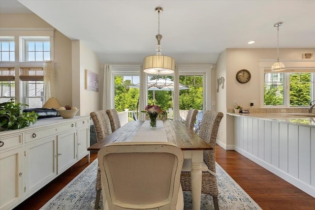 101 Pheasant Hill Cir, Barnstable, MA 02635 - dining area with dark wood-style floors and recessed lighting